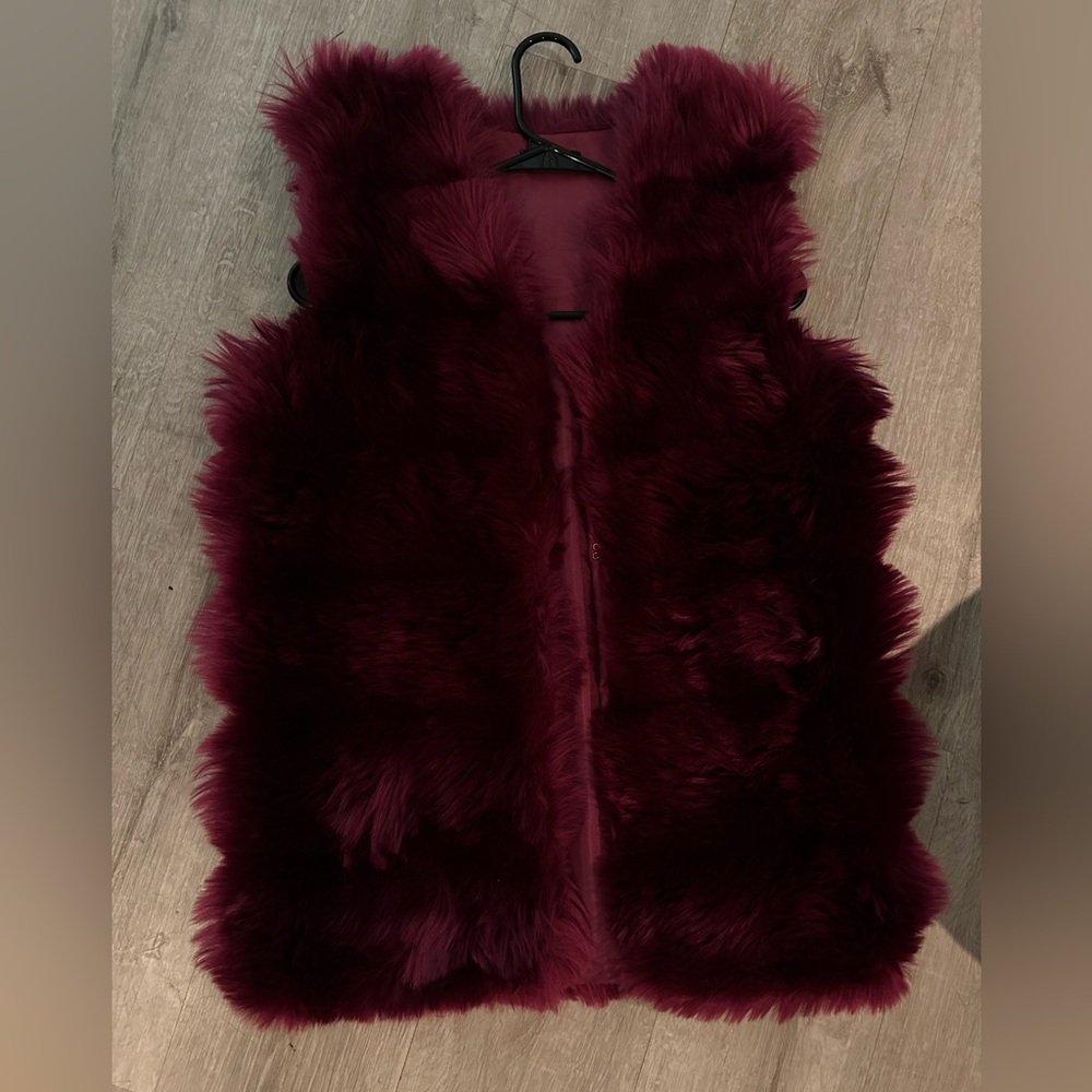 Burgundy fur vest